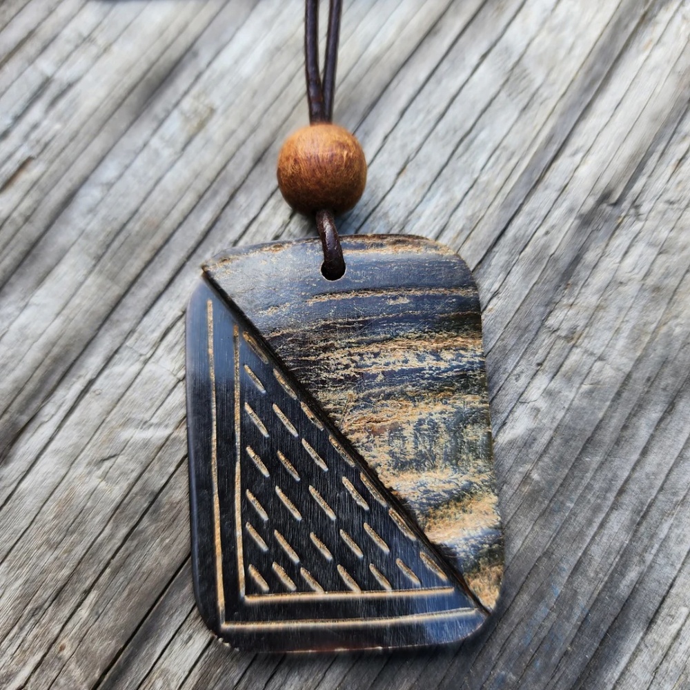 Water Buffalo Necklace on Leather Cord - New